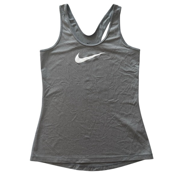 Nike Dri-Fit Women's‎ Size M Gray Athletic Tank Top Running Swoosh - Picture 1 of 6